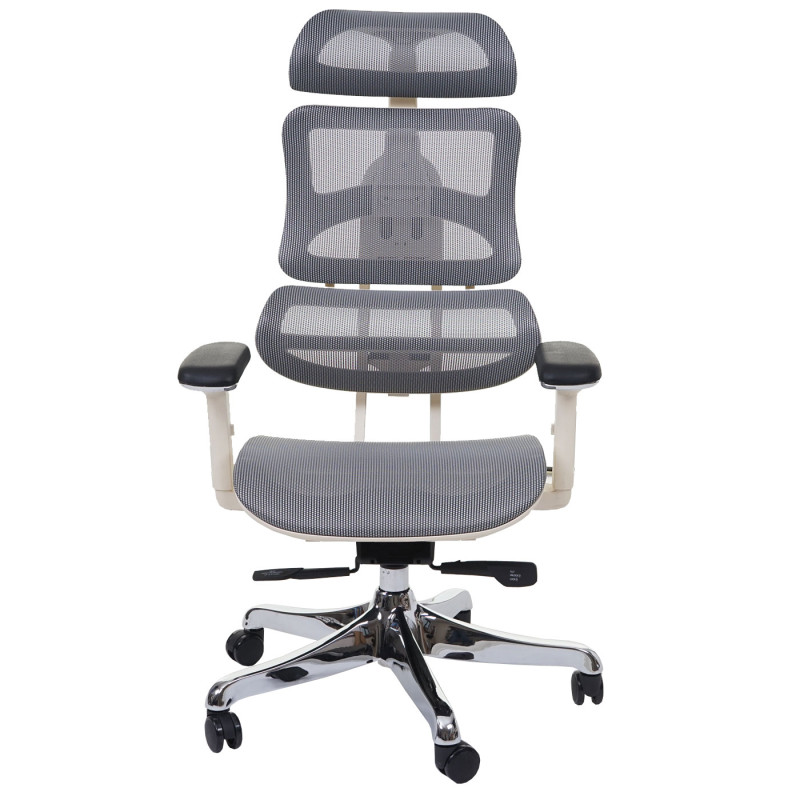 Chaise de bureau fonction glisse, tissu, ISO9001 - blanc/gris