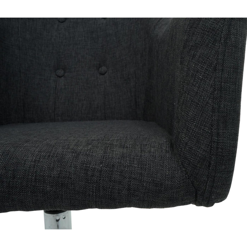 Chaise de bureau pivotante avec accoudoirs - tissu/textile gris foncé