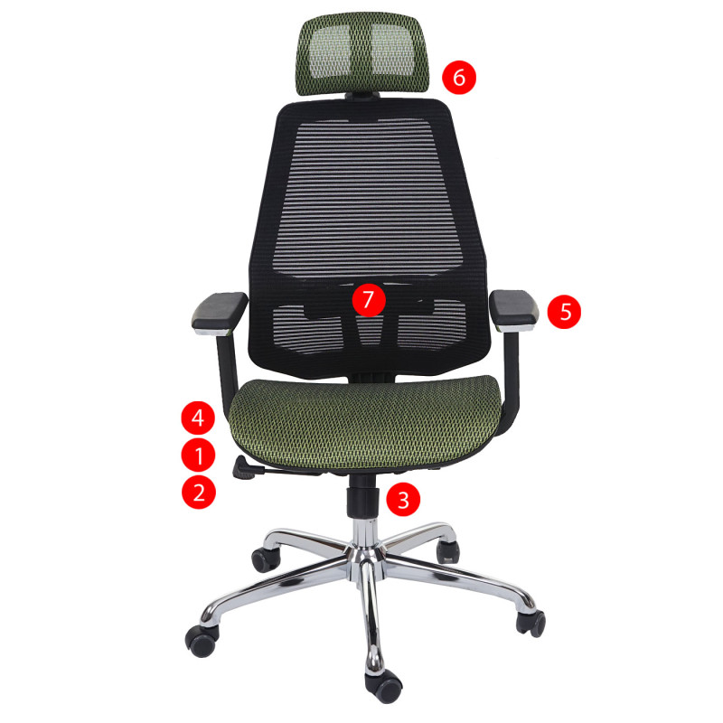 Chaise de bureau chaise pivotante, fonction glisse, tissu ISO9001 - vert/noir