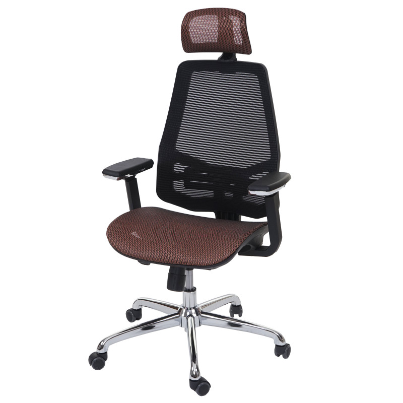 Chaise de bureau chaise pivotante, fonction glisse, tissu ISO9001 - brun rouge/noir