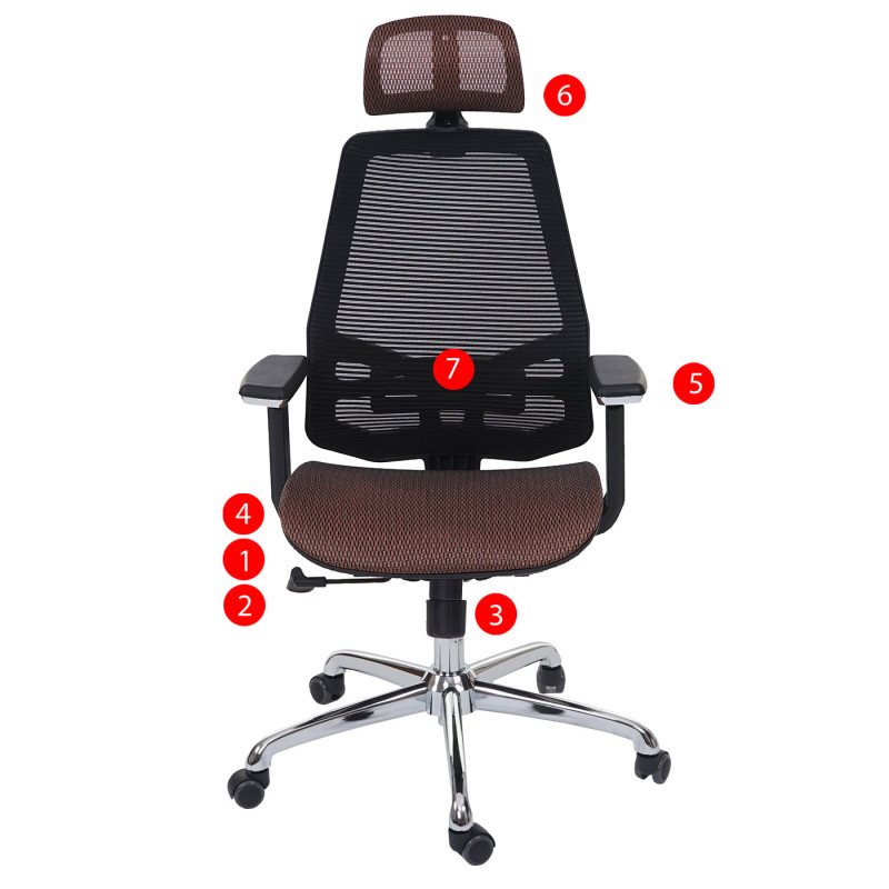 Chaise de bureau chaise pivotante, fonction glisse, tissu ISO9001 - brun rouge/noir