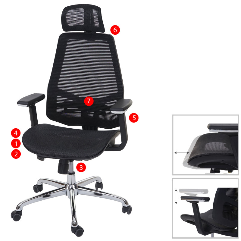 Chaise de bureau chaise pivotante, fonction glisse, tissu ISO9001 - noir/noir