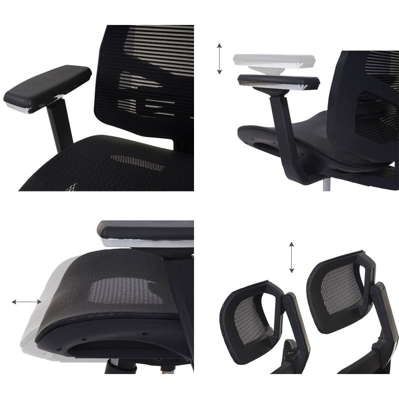 Chaise de bureau chaise pivotante, fonction glisse, tissu ISO9001 - noir/noir