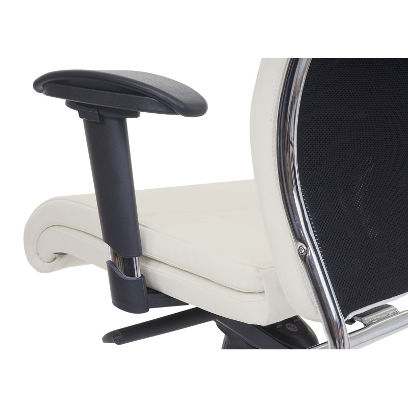Chaise de bureau chaise pivotante, fonction glisse, similicuir, ISO9001 - blanc/crème