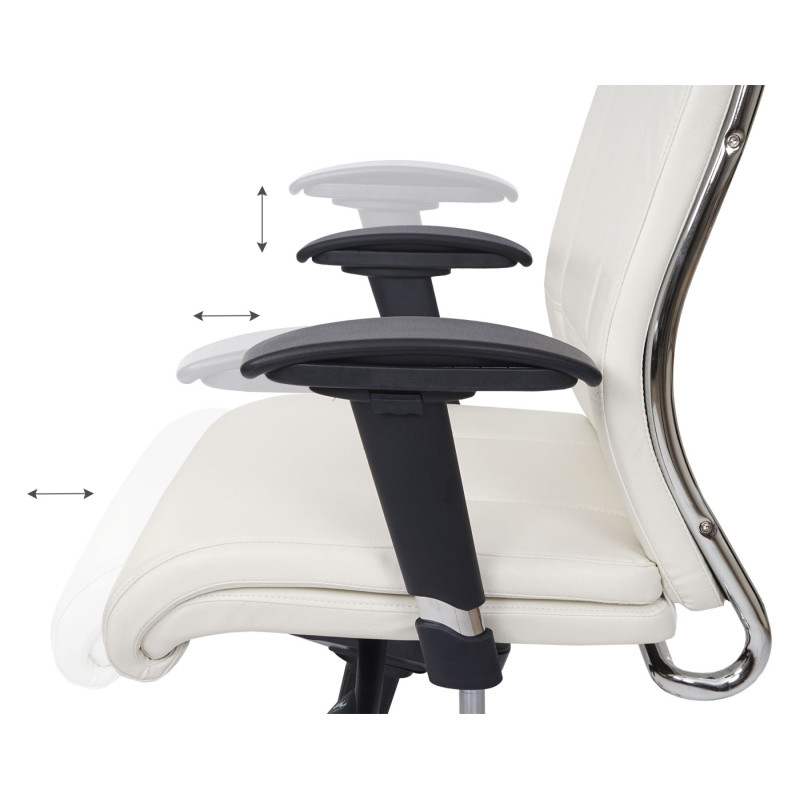 Chaise de bureau chaise pivotante, fonction glisse, similicuir, ISO9001 - blanc/crème