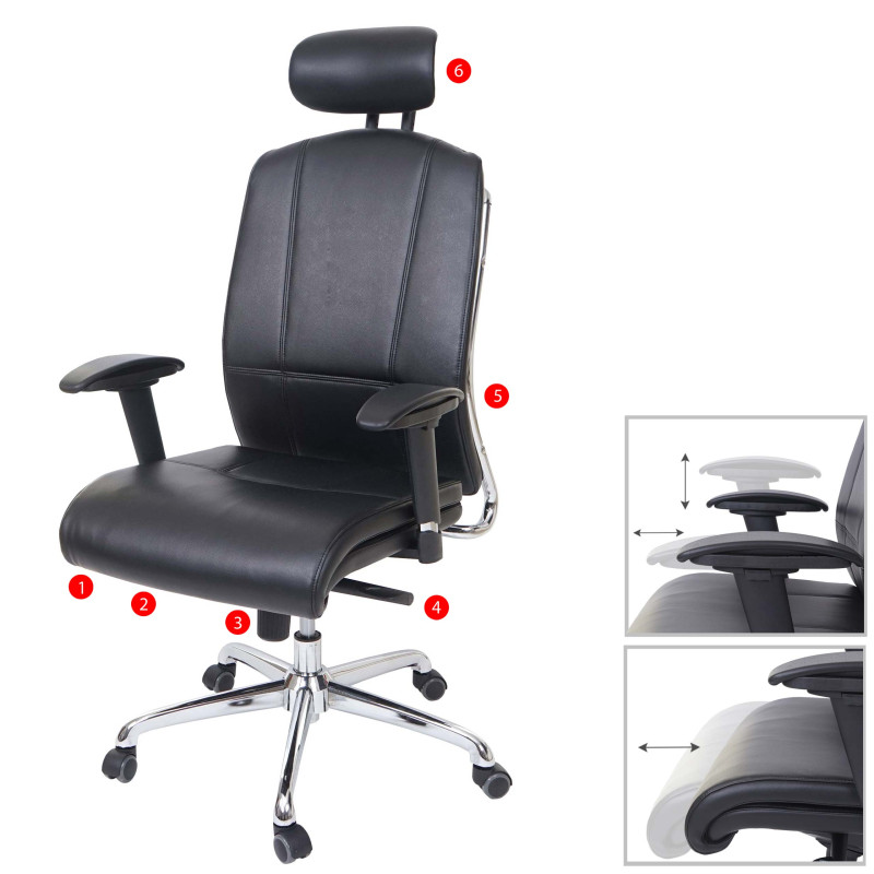 Chaise de bureau chaise pivotante, fonction glisse, similicuir, ISO9001 - noir