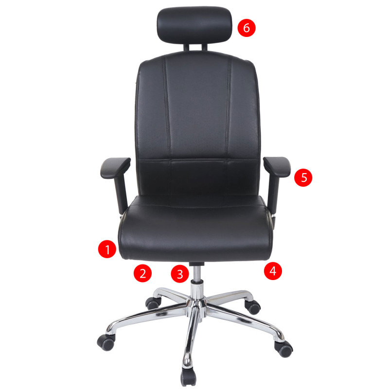 Chaise de bureau chaise pivotante, fonction glisse, similicuir, ISO9001 - noir