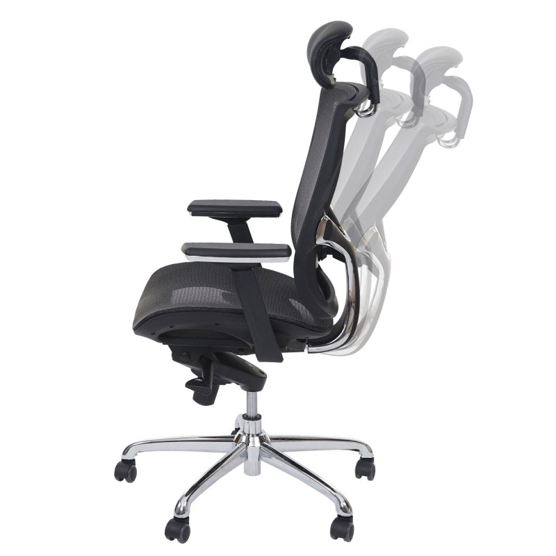 Chaise de bureau chaise pivotante, cuir synthétique, tissu ISO9001 - noir
