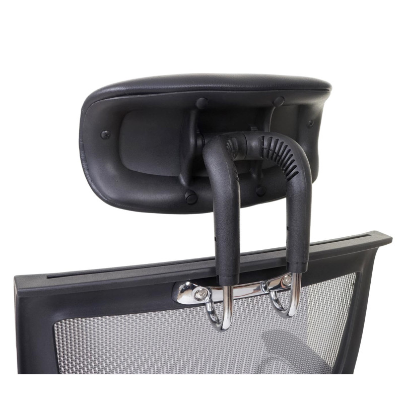 Chaise de bureau chaise pivotante, appui-tête, similicuir/tissu, ISO9001 - noir/gris