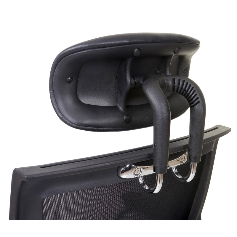 Chaise de bureau chaise pivotante, appui-tête, similicuir/tissu, ISO9001 - noir