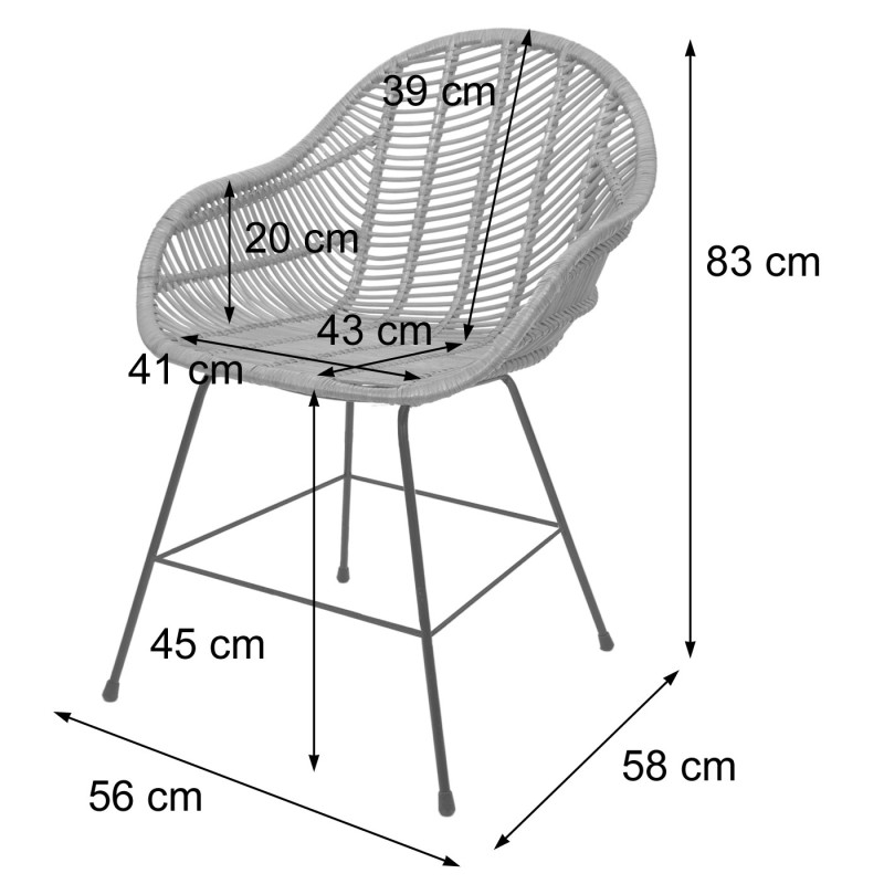 Chaise de salle à manger  en osier Chaise en rotin Chaise, Kubu rotin métal