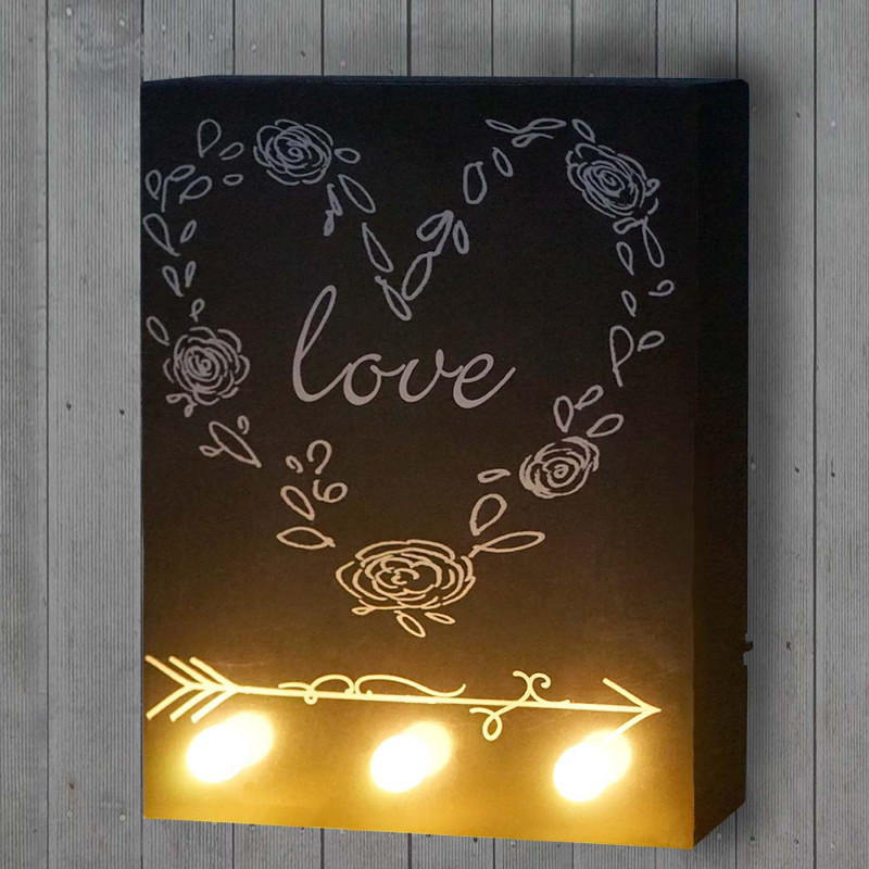 Tableau LED avec illumination, tableau mural éclairé, 25x20cm, Love