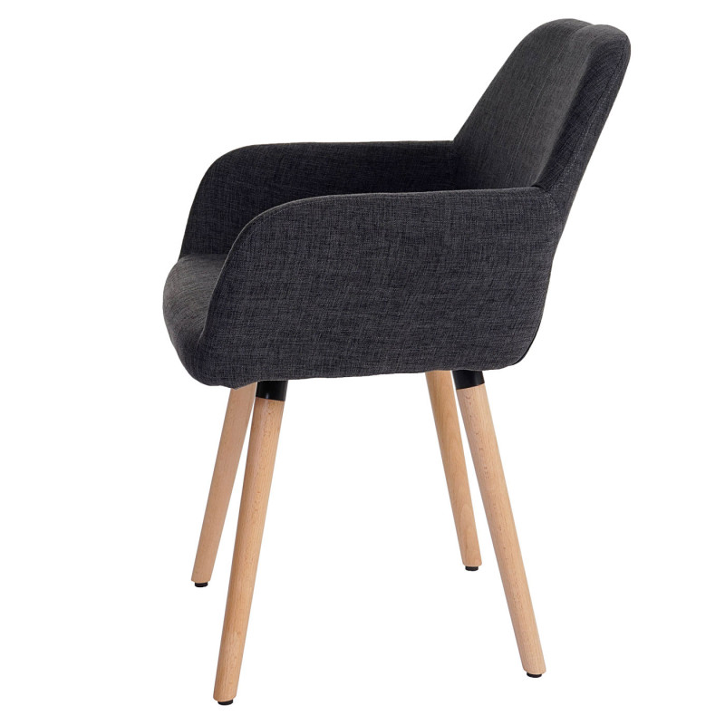 6x chaise de salle à manger II, fauteuil, design rétro des années 50 - tissu, gris foncé