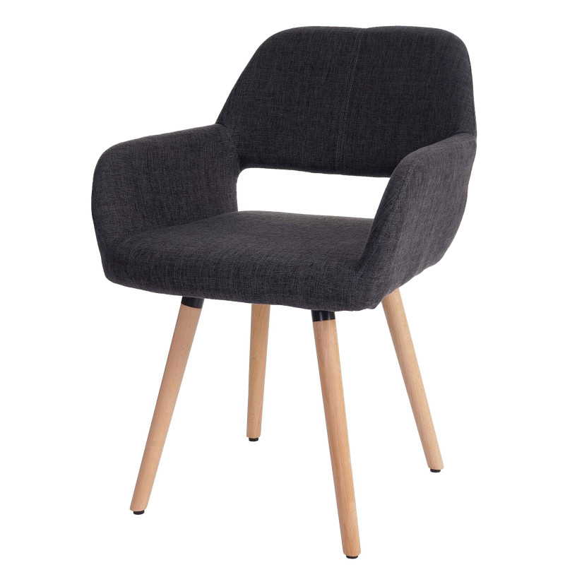 6x chaise de salle à manger II, fauteuil, design rétro des années 50 - tissu, gris foncé