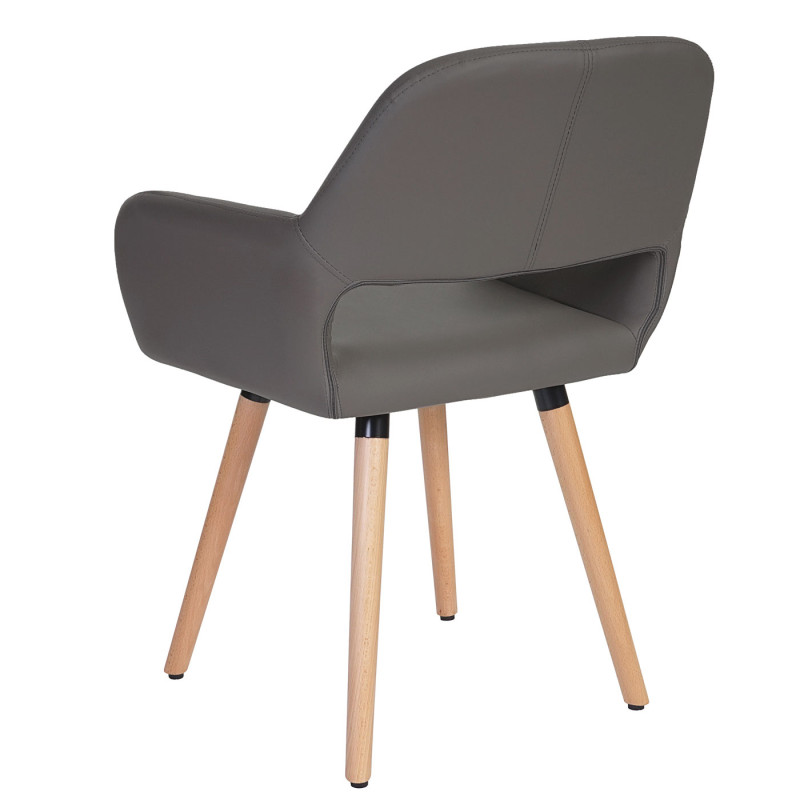 6x chaise de salle à manger II, fauteuil, design rétro des années 50 - similicuir, gris