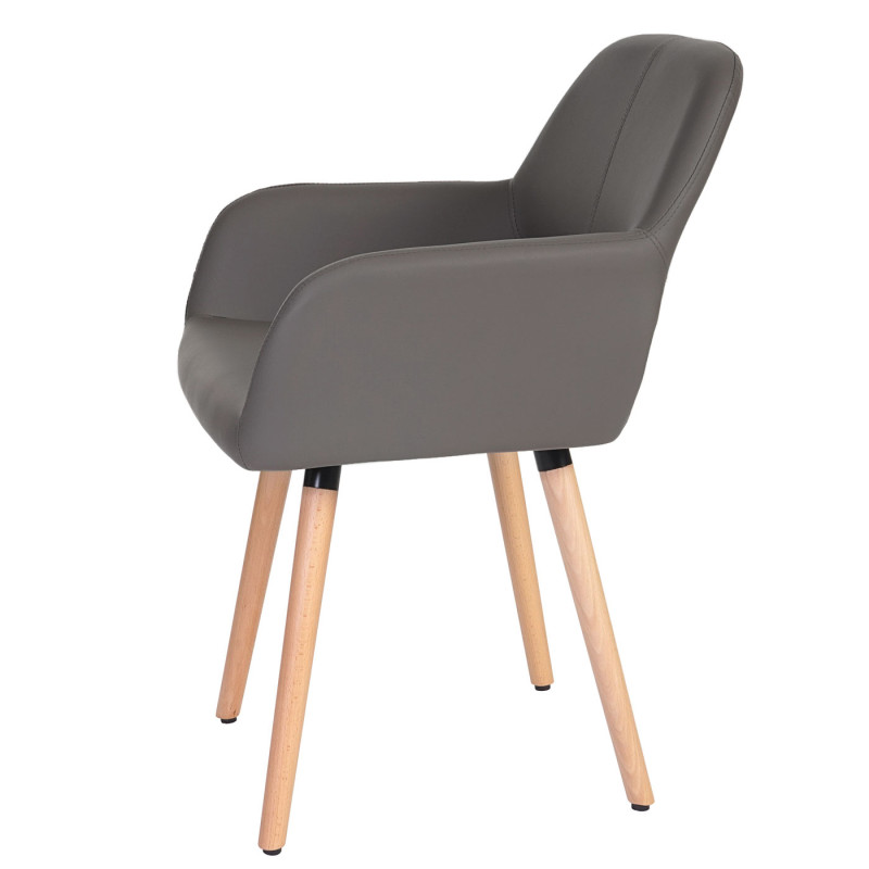 6x chaise de salle à manger II, fauteuil, design rétro des années 50 - similicuir, gris