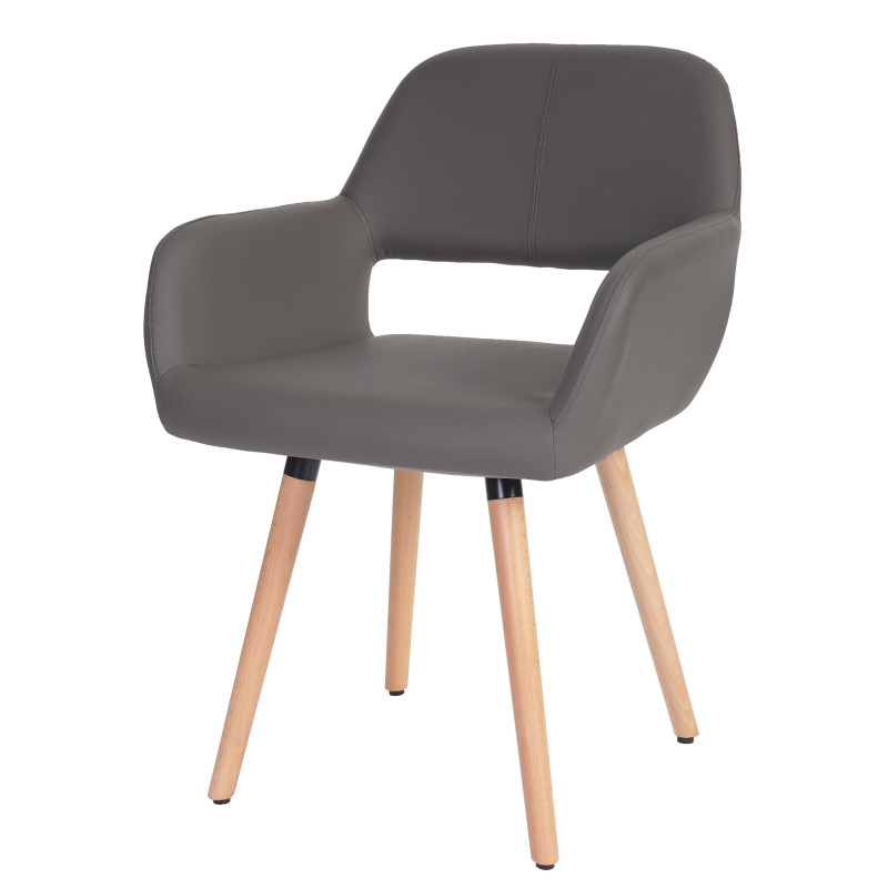 Chaise de salle à manger II, fauteuil, design rétro des années 50 - similicuir, gris