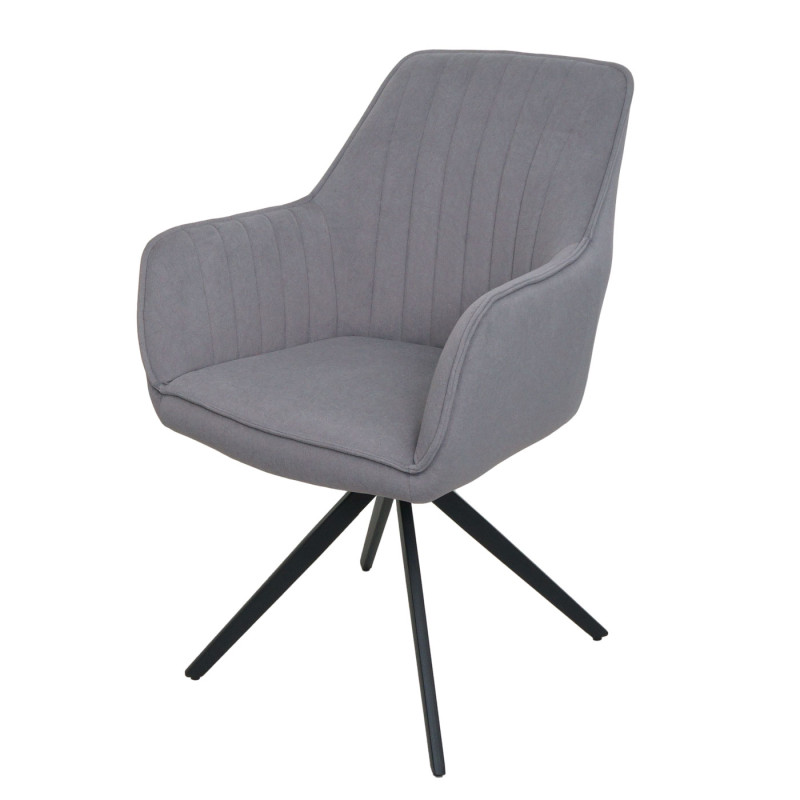 Lot de 6 chaises de salle à manger avec accoudoirs, pivotante Auto-Position tissu/textile - gris clair