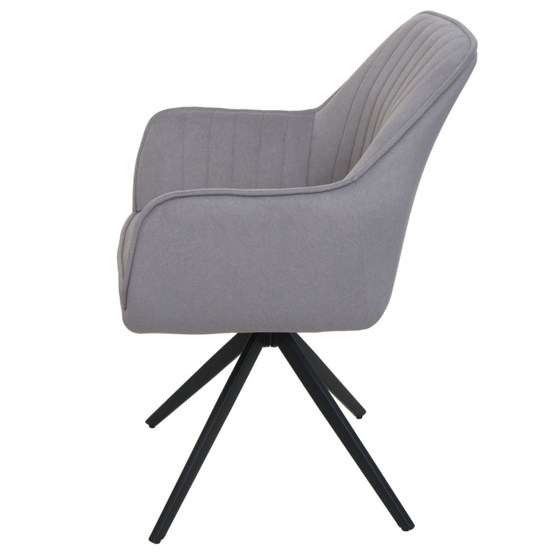 Lot de 6 chaises de salle à manger avec accoudoirs, pivotante Auto-Position tissu/textile - gris clair