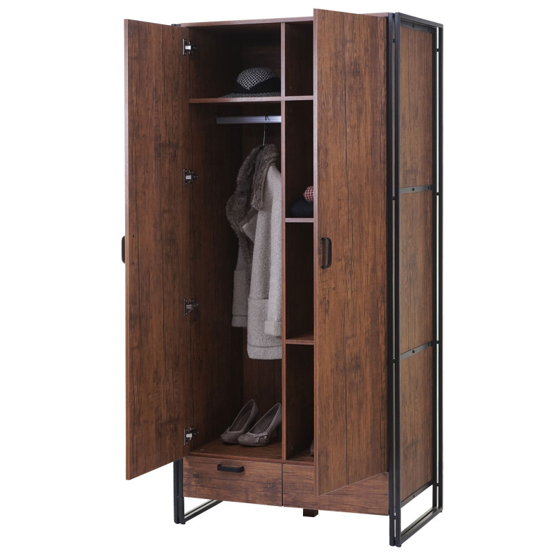 Garde-robe / portemanteau / penderie / armoire 190x90x50cm structure 3D, couleur chêne sauvage