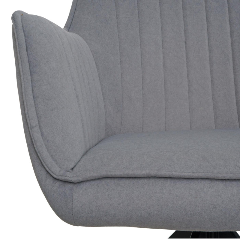 Lot de 6 chaises de salle à manger avec accoudoirs, pivotante Auto-Position tissu/textile - gris clair