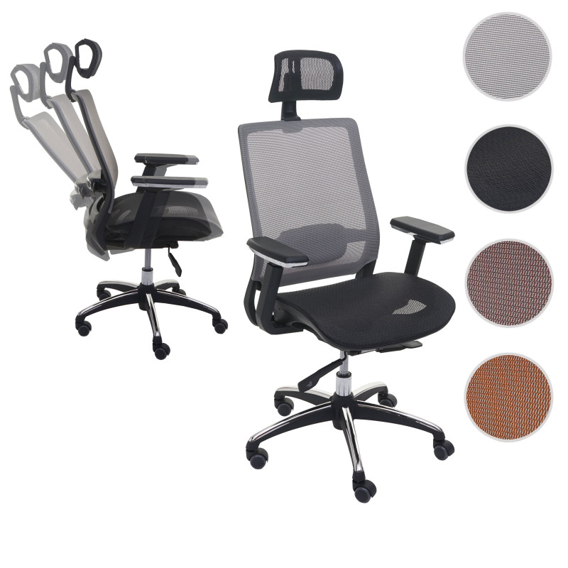 Chaise de bureau chaise pivotante, ergonomique, appui-tête, tissu - noir/orange