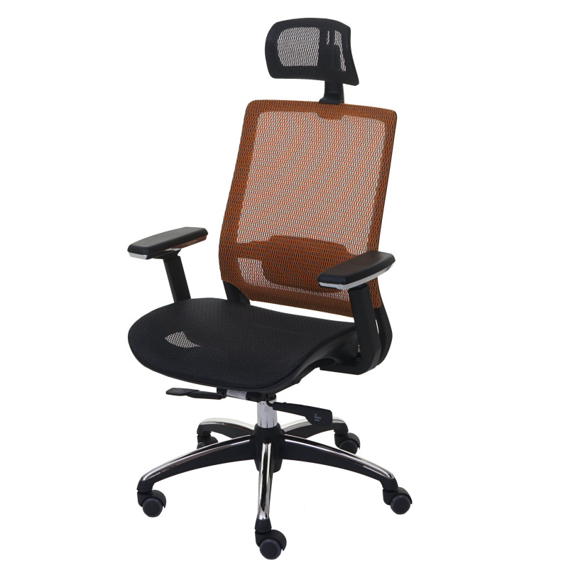 Chaise de bureau chaise pivotante, ergonomique, appui-tête, tissu - noir/orange