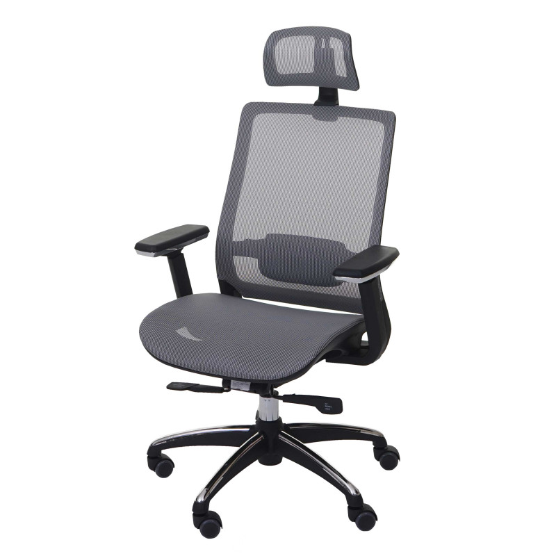 Chaise de bureau chaise pivotante, ergonomique, appui-tête, tissu - gris