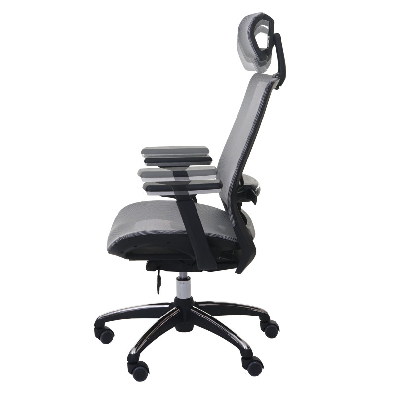 Chaise de bureau chaise pivotante, ergonomique, appui-tête, tissu - gris