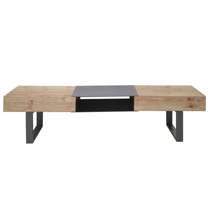 Meuble de télévision table basse TV, sapin massif rustique 46x180x41cm