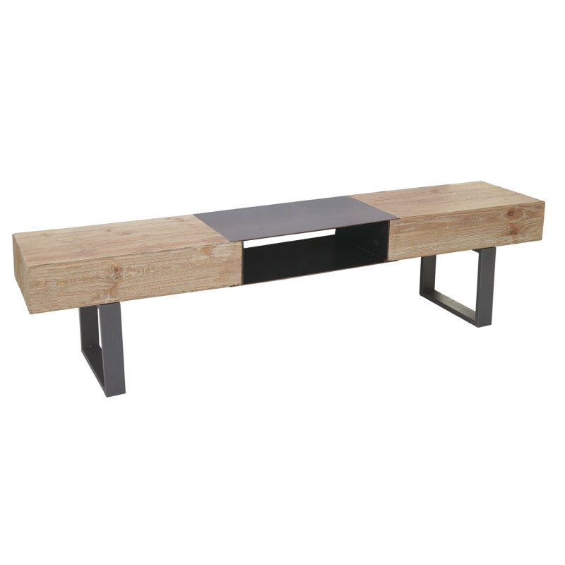 Meuble de télévision table basse TV, sapin massif rustique 46x180x41cm