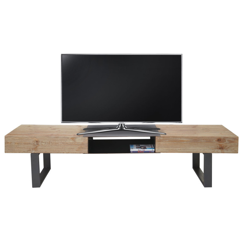 Meuble de télévision table basse TV, sapin massif rustique 46x180x41cm