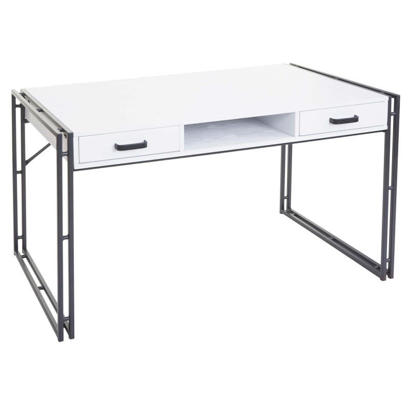 Bureau table d'ordinateur, 121x70cm structure 3D - blanc