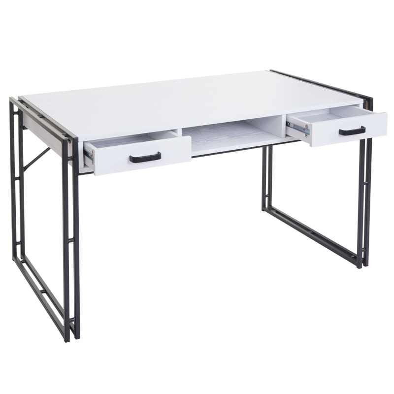 Bureau table d'ordinateur, 121x70cm structure 3D - blanc