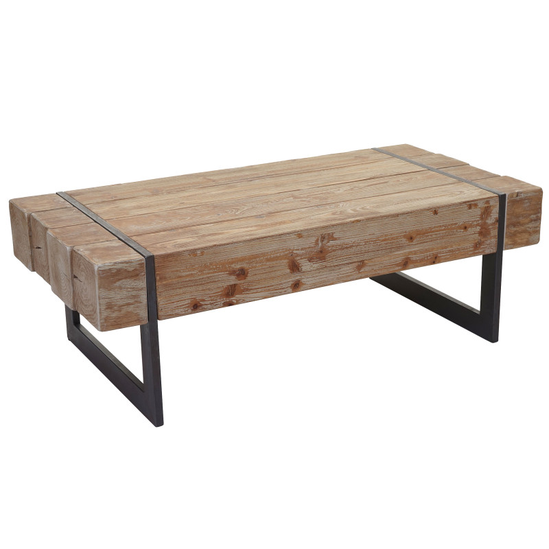 Table basse de salon sapin massif rustique 40x120x60cm