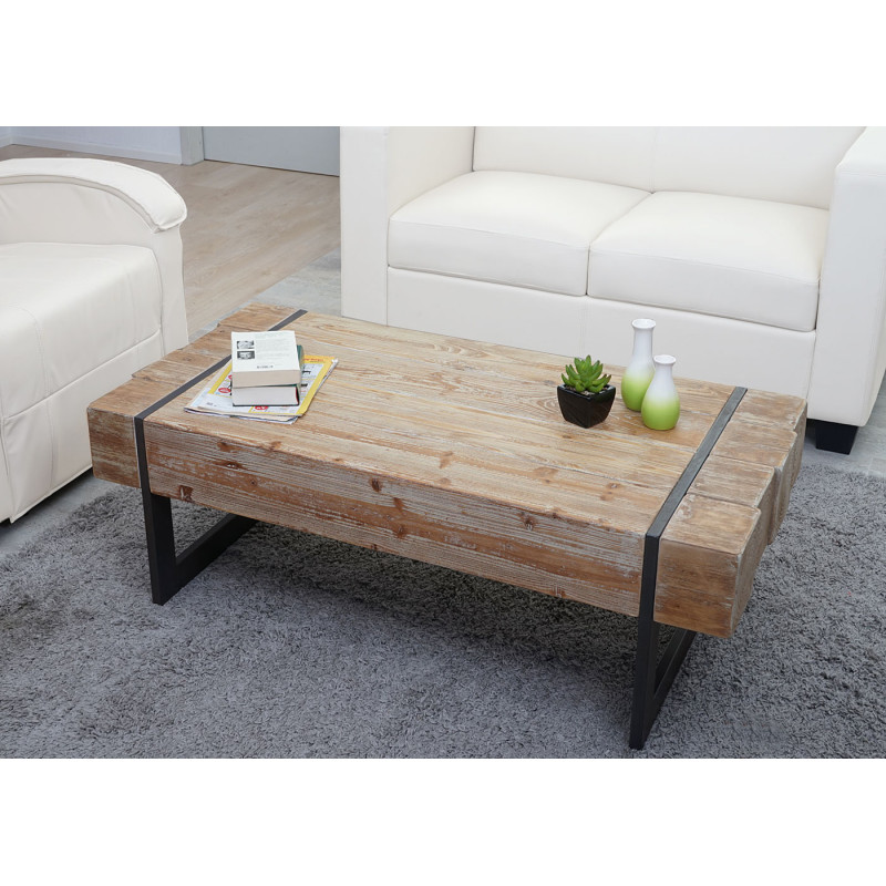 Table basse de salon sapin massif rustique 40x120x60cm