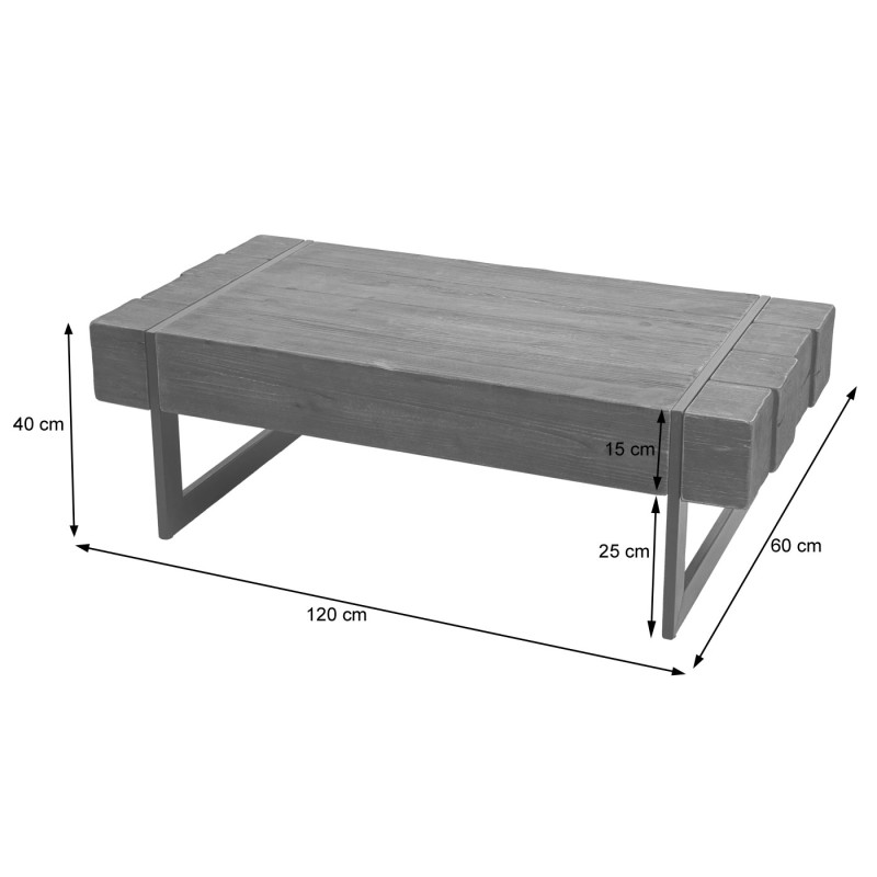 Table basse de salon sapin massif rustique 40x120x60cm