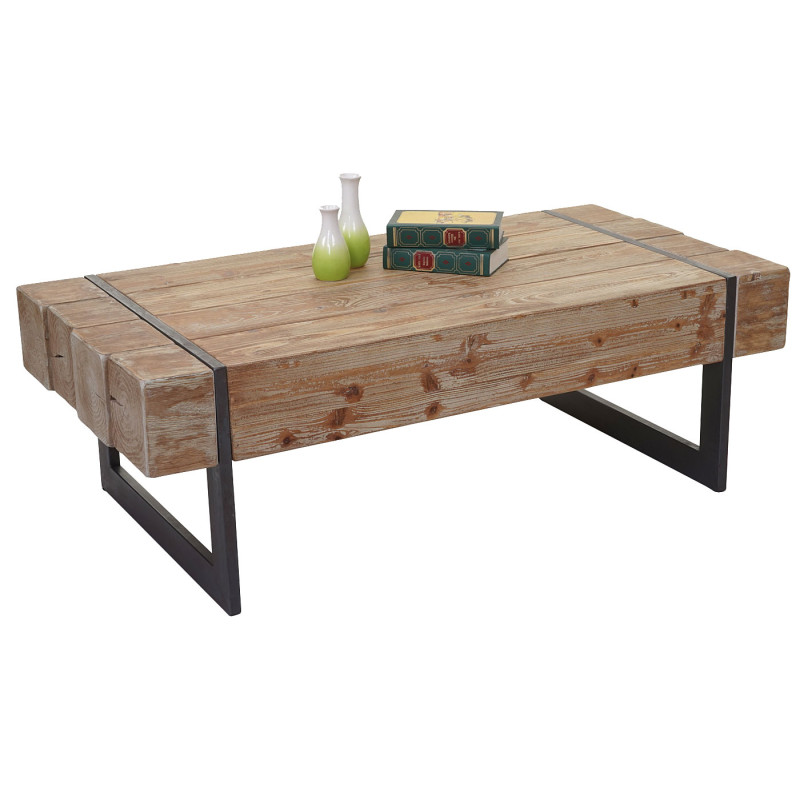 Table basse de salon sapin massif rustique 40x120x60cm