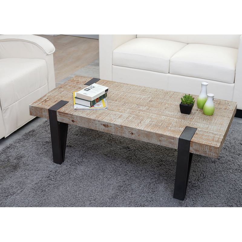 Table Basse de Salon Sapin Bois Massif Rustique 40x120x60cm