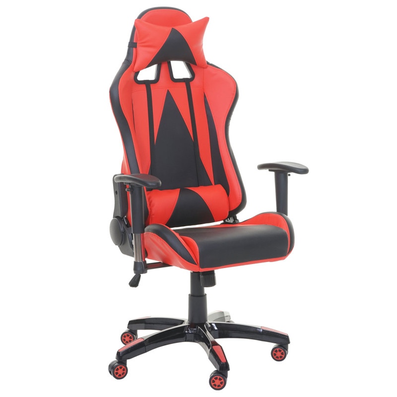 Fauteuil de bureau XXL, chaise pitovante, charge jusqu'à 150kg, similicuir - rouge