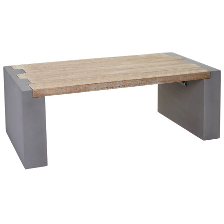 Table Basse de Salon Design Béton Sapin Massif Rustique 46x122x60cm