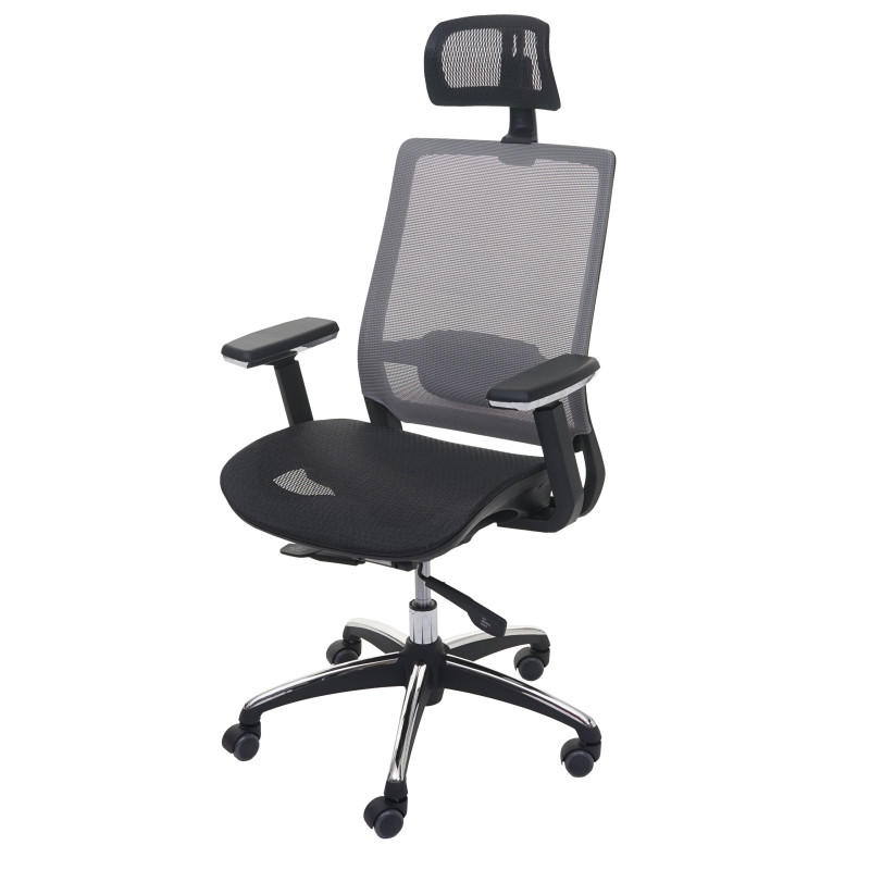 Chaise de bureau chaise pivotante, ergonomique, appui-tête, tissu - noir/gris