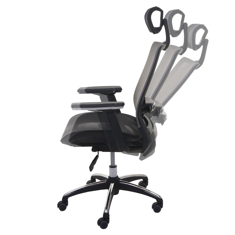 Chaise de bureau chaise pivotante, ergonomique, appui-tête, tissu - noir/gris