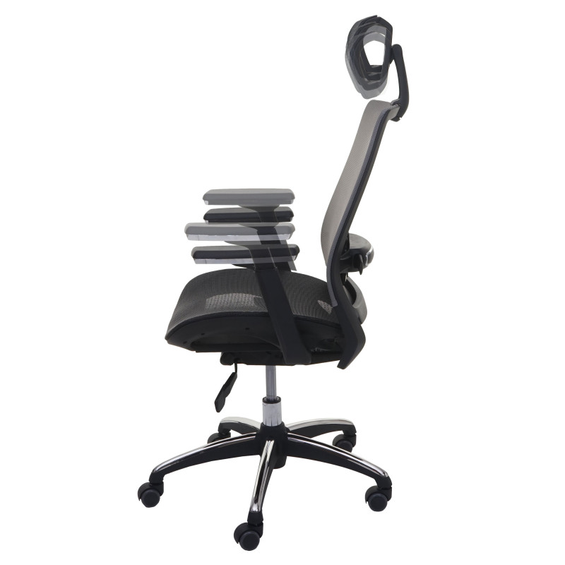 Chaise de bureau chaise pivotante, ergonomique, appui-tête, tissu - noir/gris