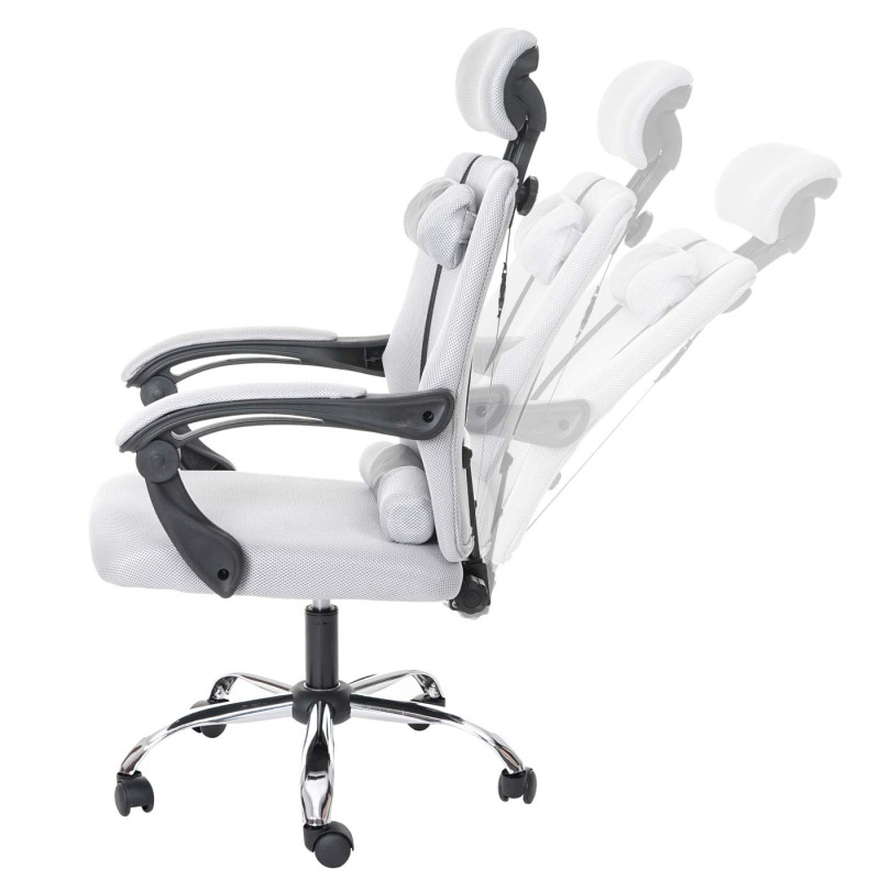 Chaise de bureau jeunesse chaise pivotante, appui-tête, accoudoirs, tissu - bleu