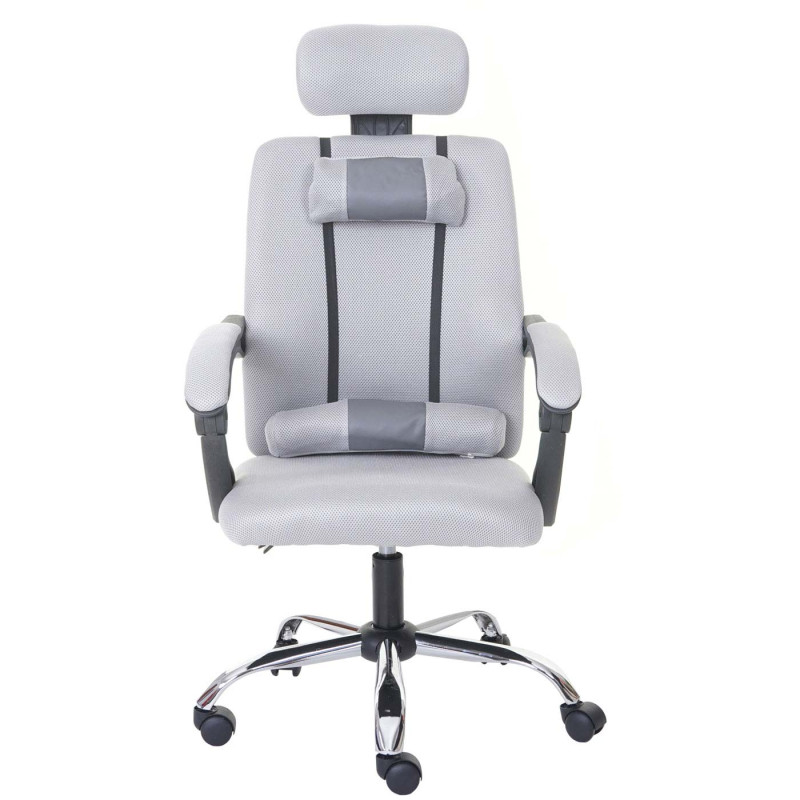 Chaise de bureau jeunesse chaise pivotante, appui-tête, accoudoirs, tissu - gris