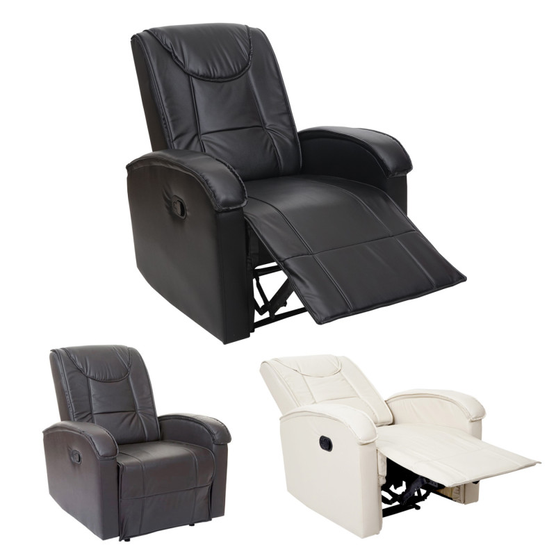 Fauteuil de télévision fauteuil relax, chaise longue, similicuir - crème