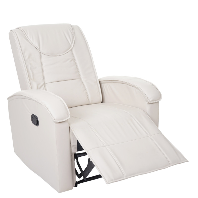 Fauteuil de télévision fauteuil relax, chaise longue, similicuir - crème