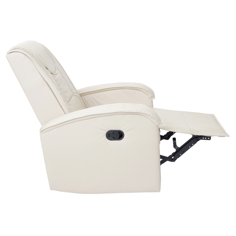 Fauteuil de télévision fauteuil relax, chaise longue, similicuir - crème