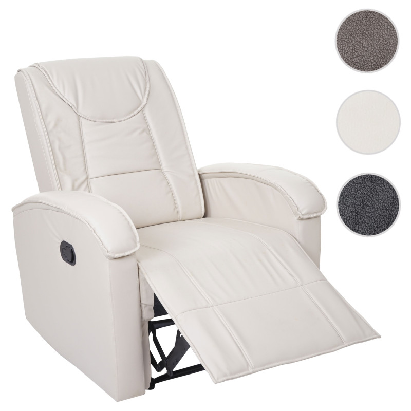 Fauteuil de télévision fauteuil relax, chaise longue, similicuir - crème